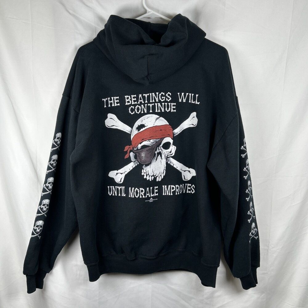 Jerzees NuBlend Skull Crossbones Charleston SC Hoodie XL Black Y2K Goth